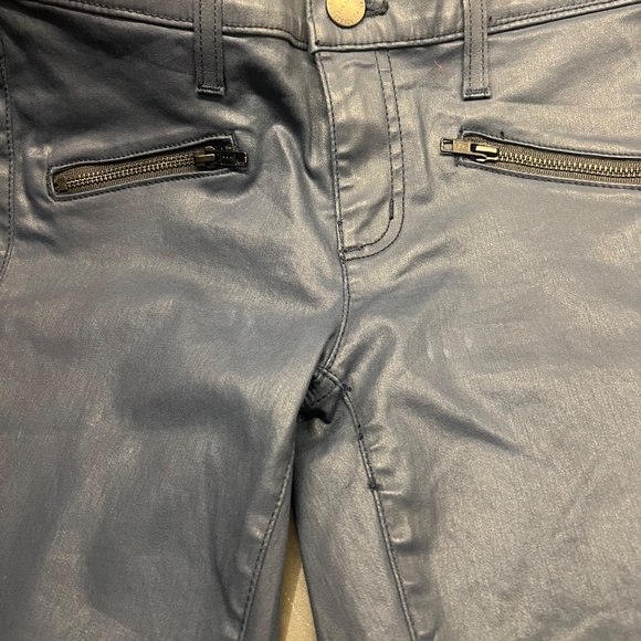 Current Elliott Navy Coated The SoHo Zip Stilleto Pant - Picture 2 of 4